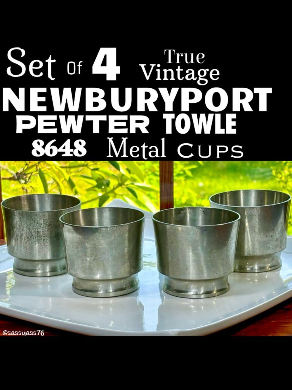 ▪️VTG▪️NEWBURYPORT PEWTER TOWLE▪️Set of Four (4) 8648 Metal Tiered Cups